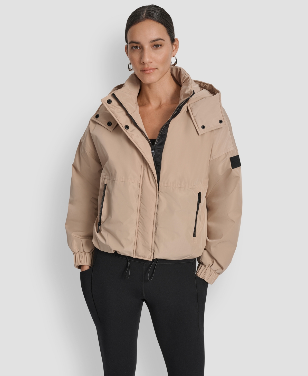 Dkny Women's Hooded Oversize Jacket With Sewn-in Diamond Quilted Lining In Multi