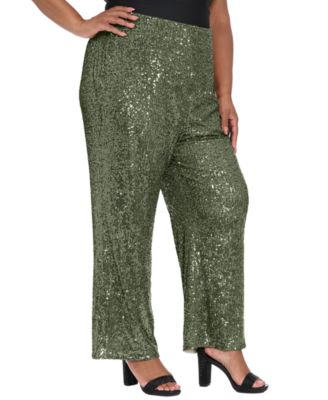 Plus Size Sequin Pull On Pants