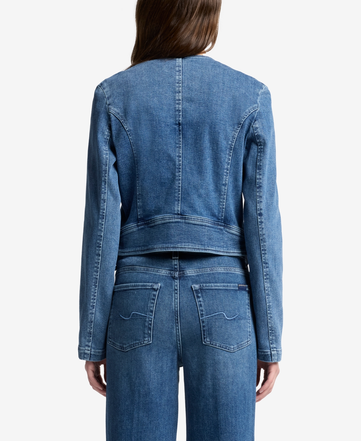 7 For All Mankind Juniors Collarless Jacket In Blue