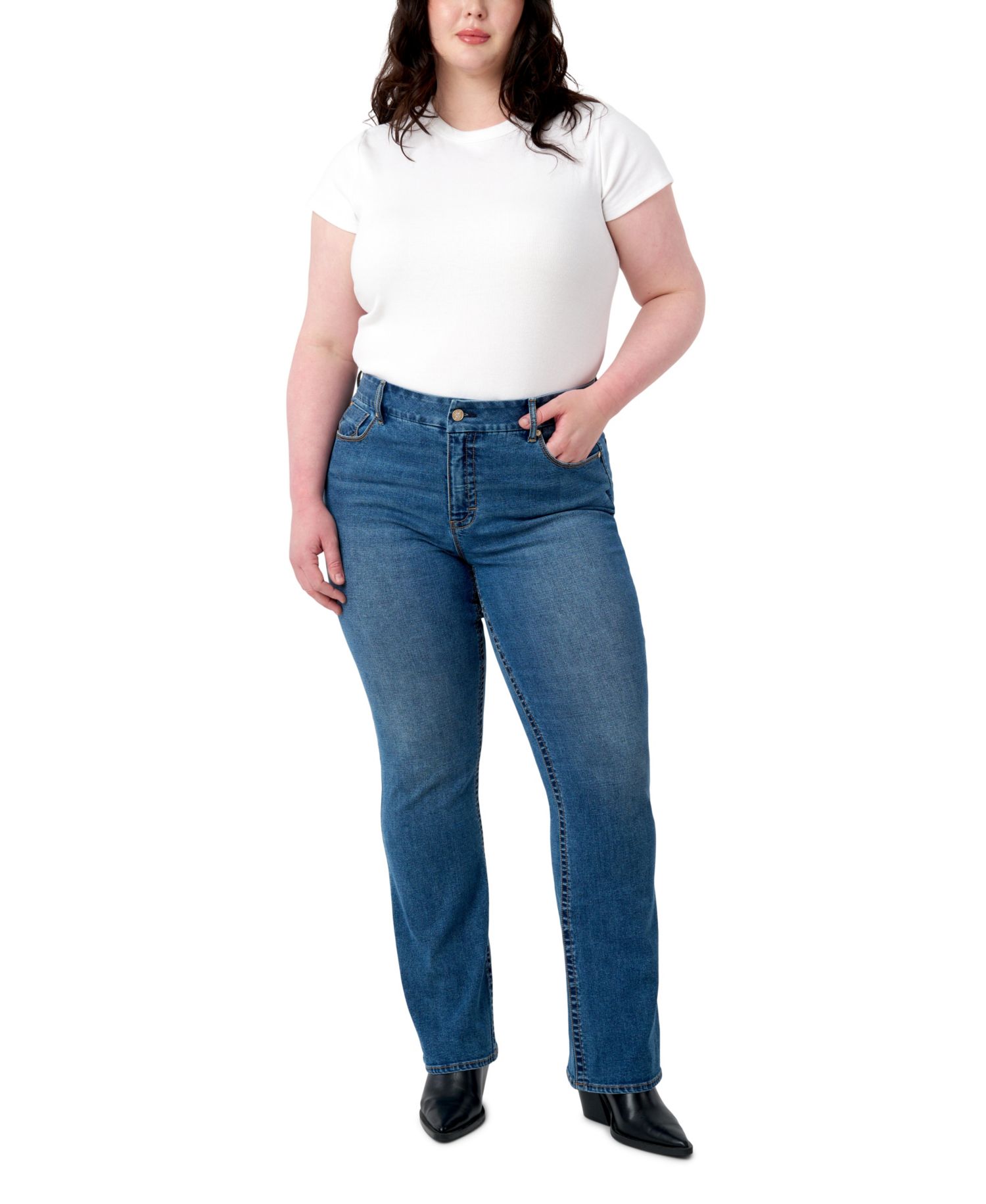Plus Size Tummyless High Rise Bootcut Jeans