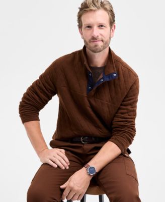 Club Room - Men's Quilted Snap Mock Neck Sweatshirt