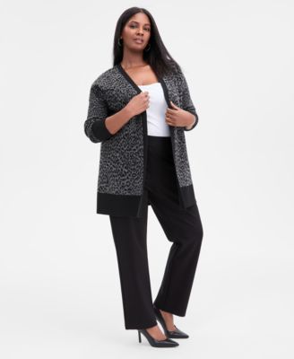 Plus Size Animal Jacquard Cardigan, Macy's Exclusive 