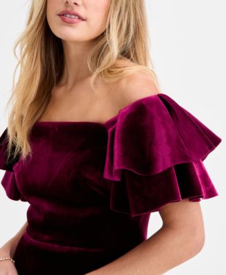 Women's Velvet Off-The-Shoulder Dress