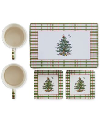 Christmas Tree Annual 5-Piece Mug &amp; Tin Coaster Set
