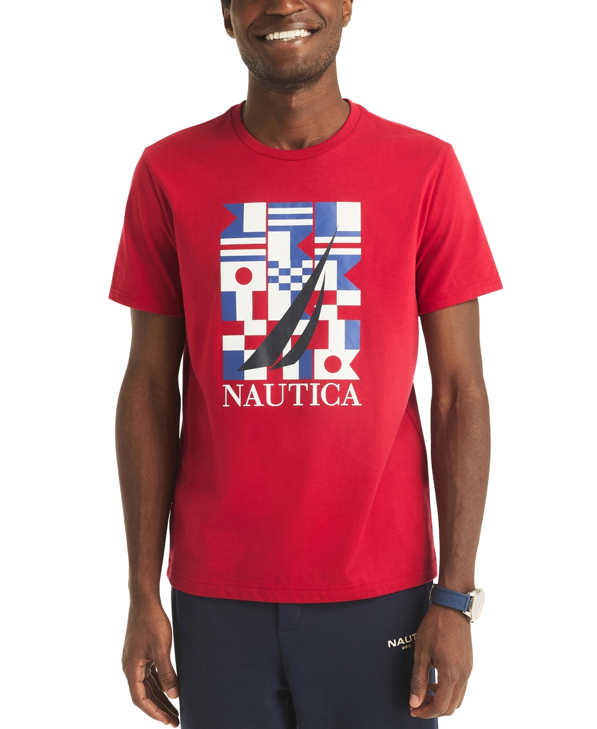 Men's Sailing Flag Crewneck T-Shirt - Rio Red