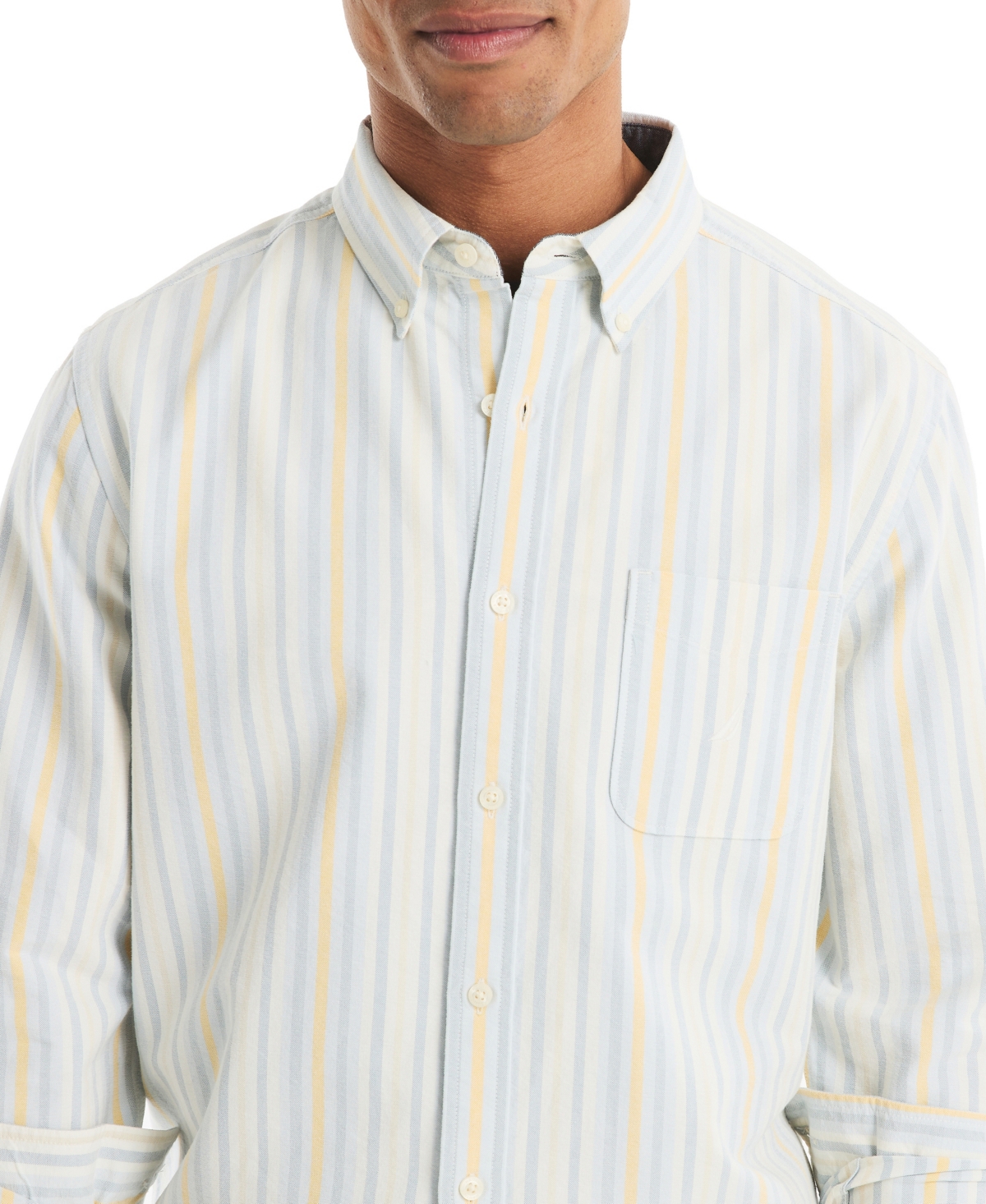 Nautica Men's Long Sleeve Button-down Shirt In White
