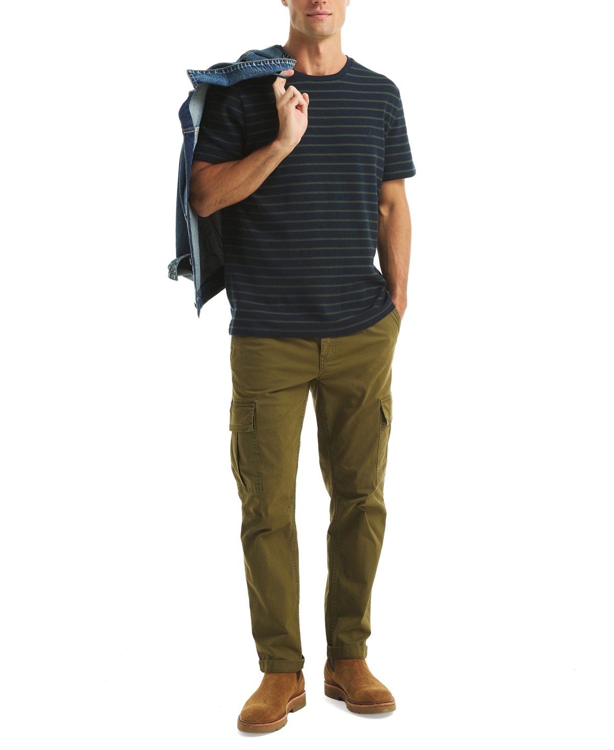 Nautica Men's Navigator Striped Crewneck T-shirt In Blue