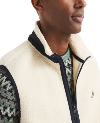 Men's Mixed Media Faux Shearling Vest