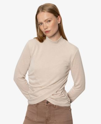 Women's Draped Mock Neck Top