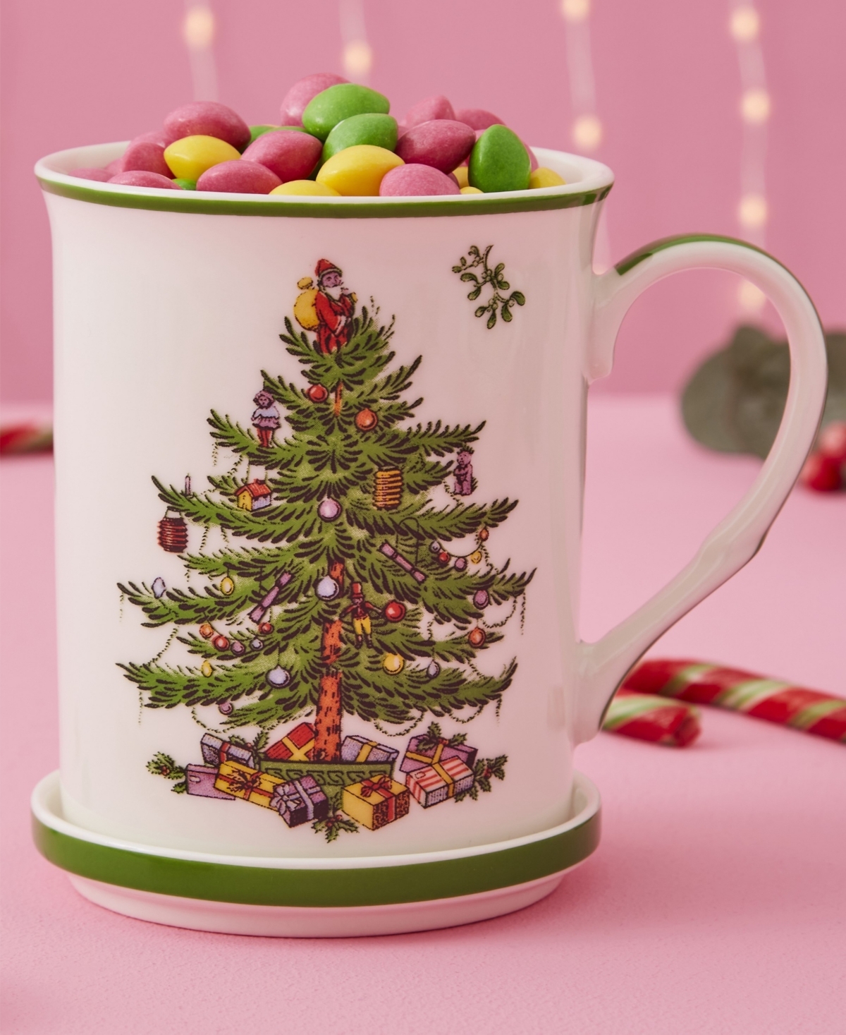 Spode Christmas Tree Mug & Coaster Set In Multi