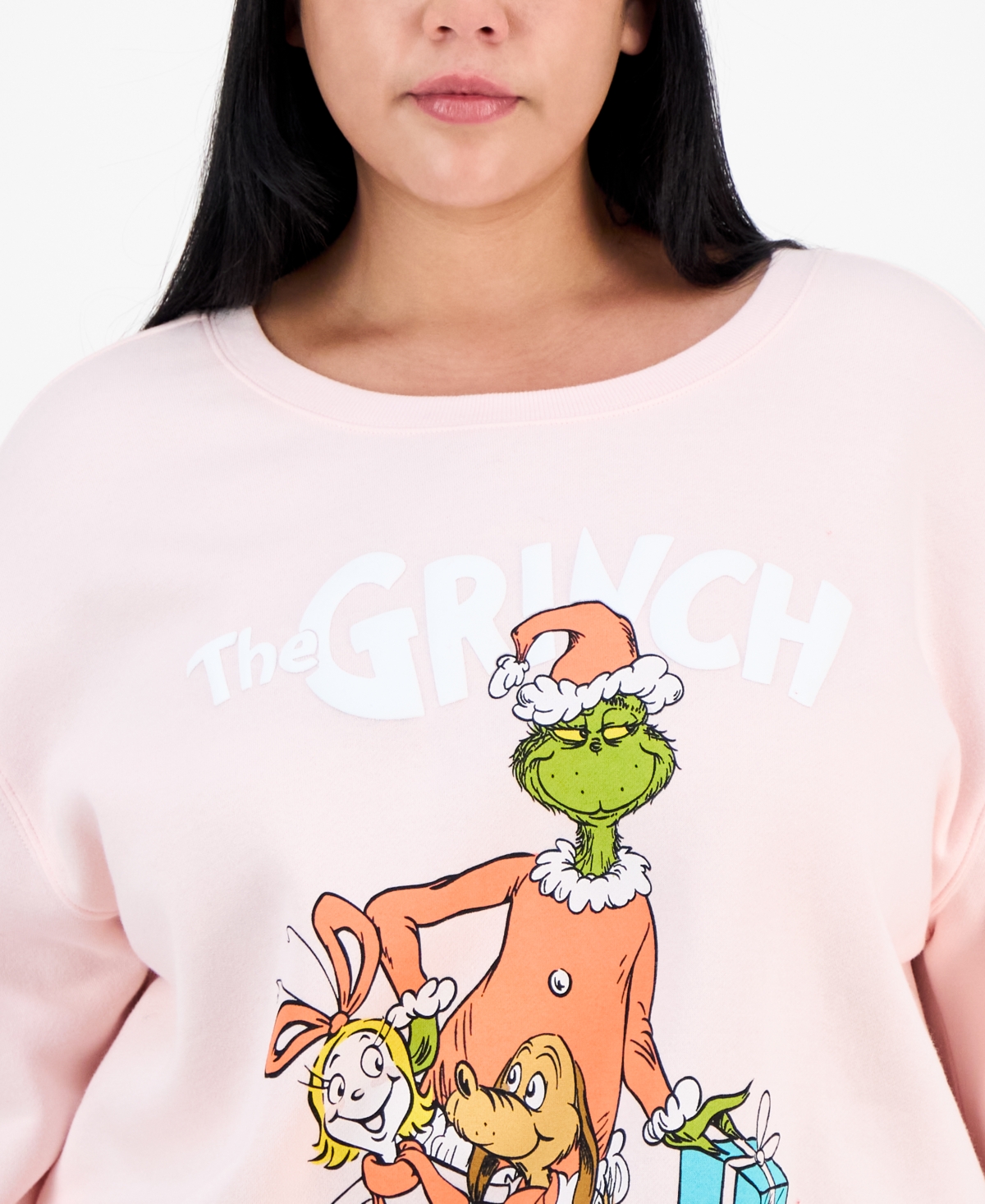 Love Tribe Trendy Plus Grinch Crewneck Long-Sleeve Sweatshirt