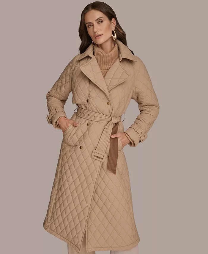 Women's Belted Maxi Quilted Coat - thumbnail 5