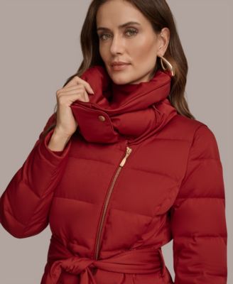 Women's Belted Asymmetric Puffer Coat