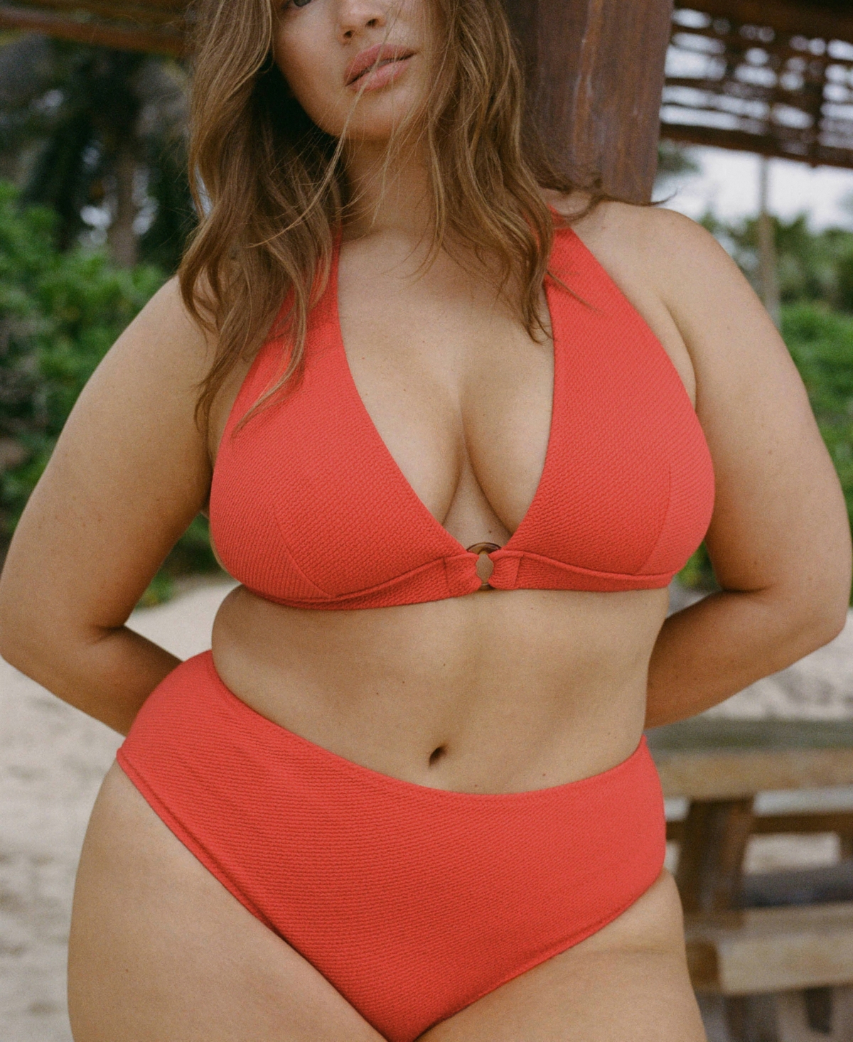 Mango Ribbed High-waisted Bikini Bottom Red In Red