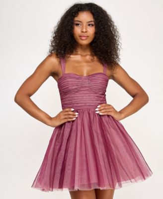 Juniors' Sweetheart Neck Short Dress