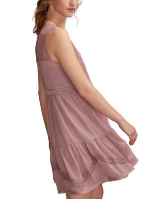 Women's Mesh Tiered Crewneck Mini Dress