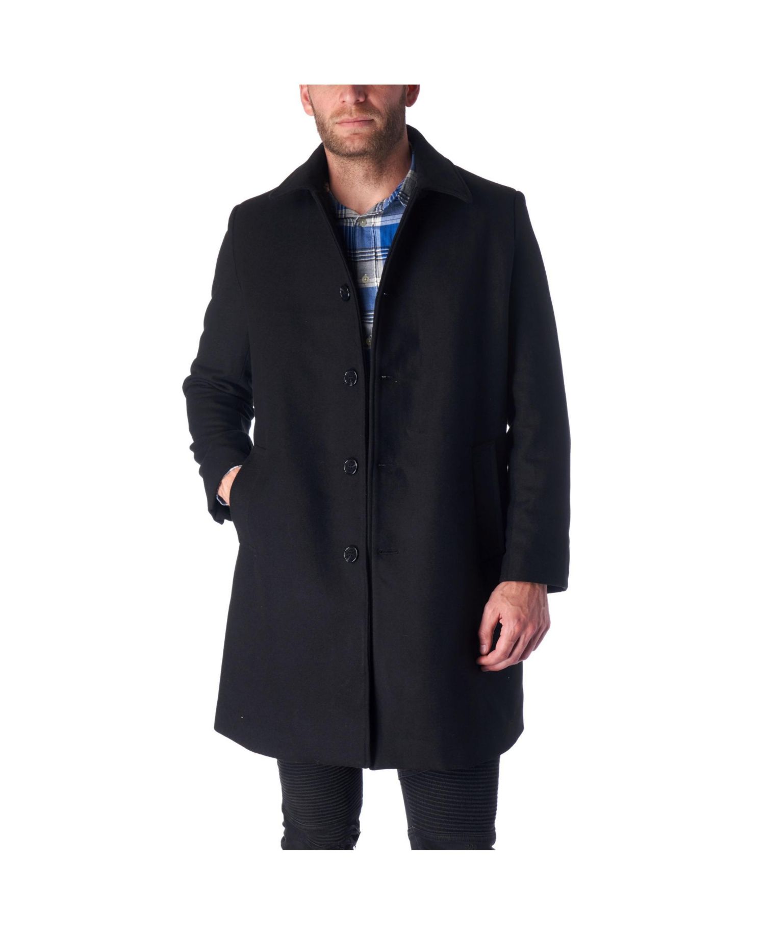 Orson Mens Wool Blend Top Coat Winter Car Coat Long Tailored Jacket