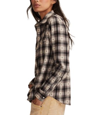 Women's Western Flannel Long Sleeve Button Down Shirt