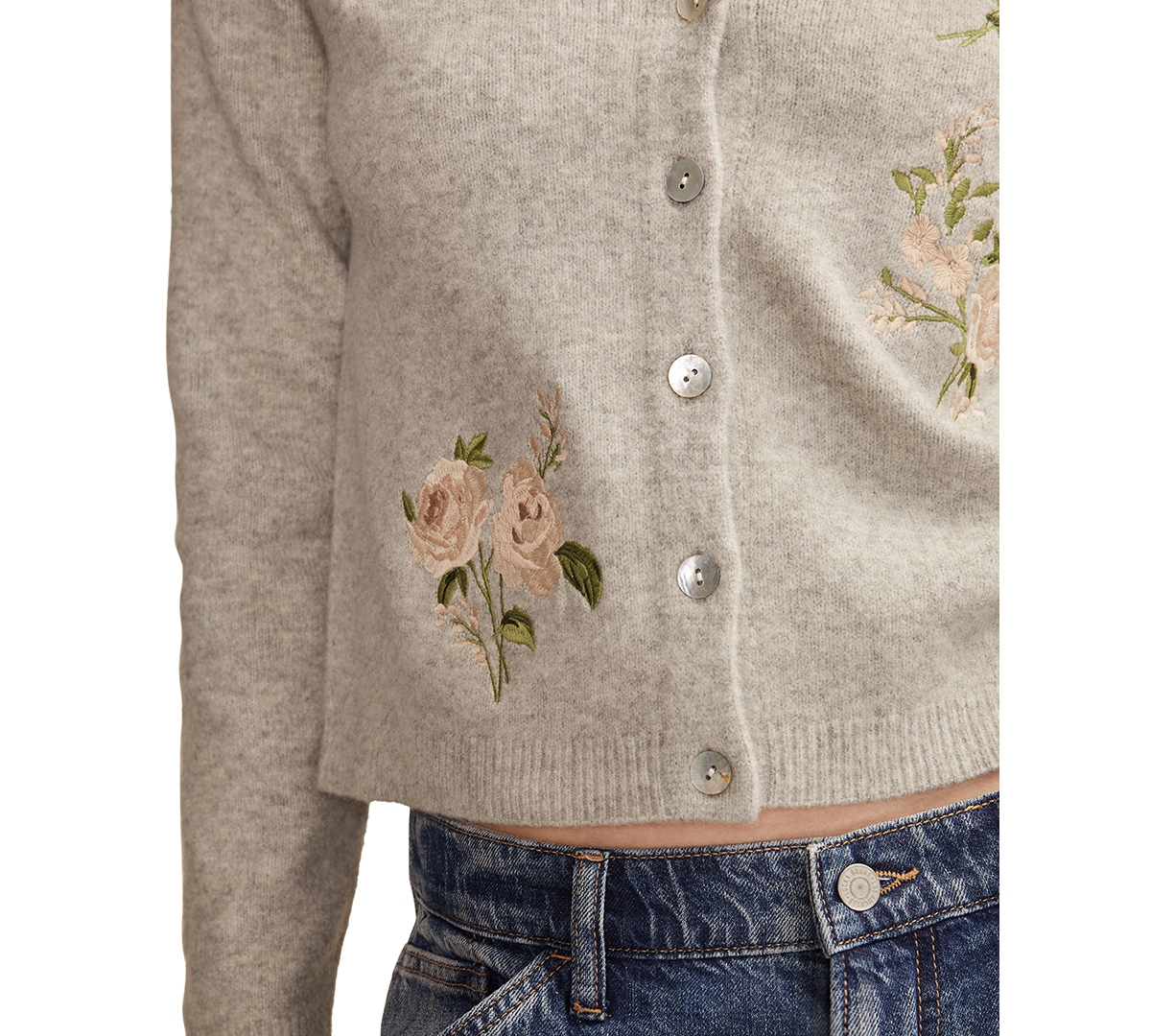 Lucky Brand Cloud Soft Embroidered Cardigan In Multi