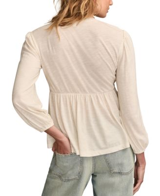 Women's Embroidered Yoke Square Neck Top