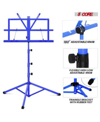 Music Stand Adjustable Desktop Book Stands Portable Sheet Holder All Metal Foldable Bookstand - MUS FLD 4S BLU WLGT