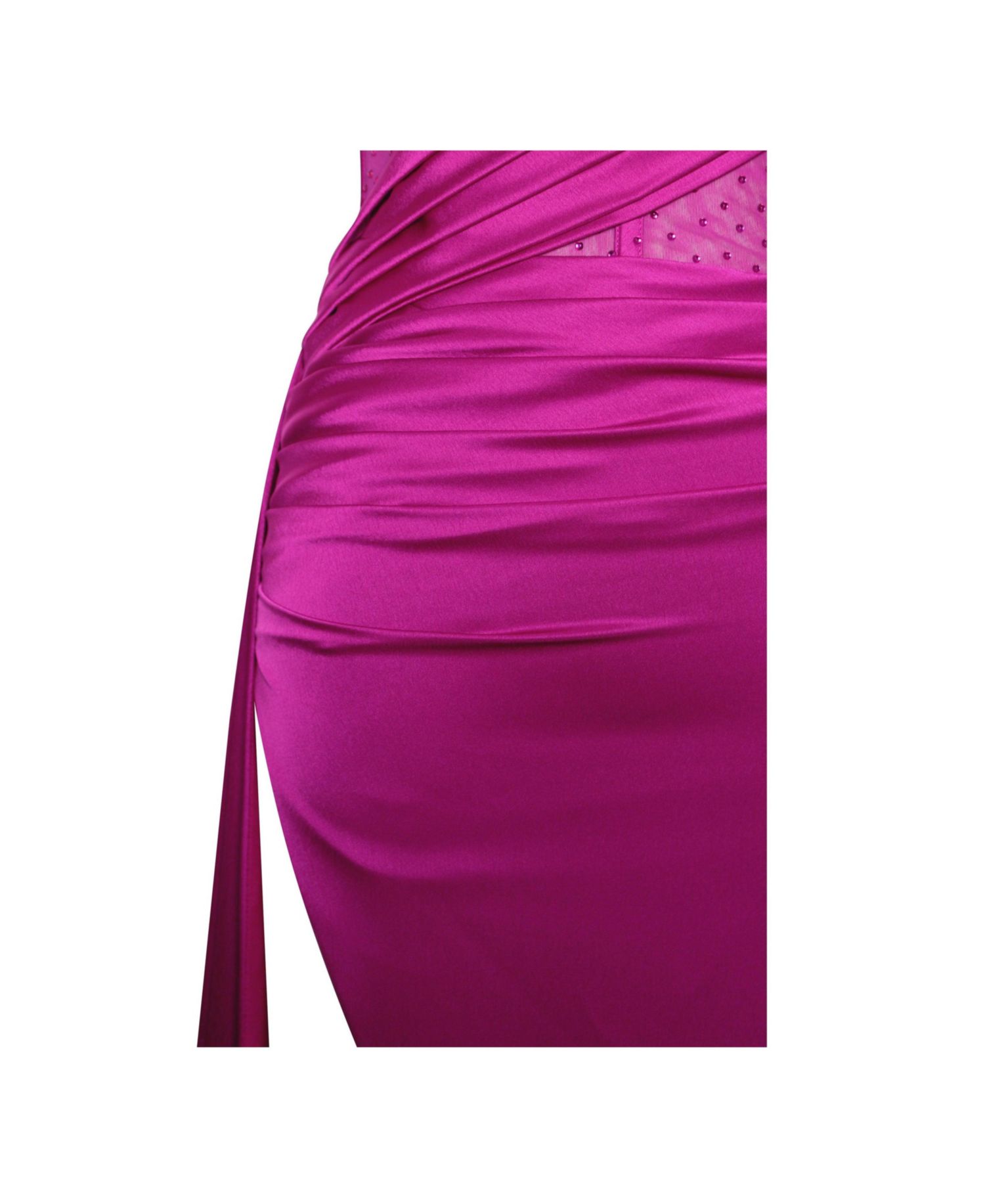 Women Holly Fuchsia Crystallized Corset High Slit Satin Gown
