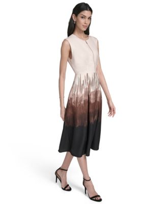 Women's Placement Print Sleeveless Midi Dress