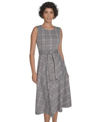Women's Plaid Sleeveless Midi Dress