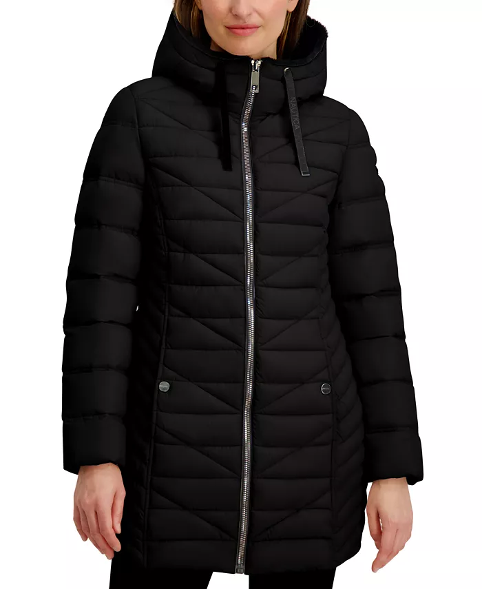 Women's Faux-Fur-Lined Hooded Puffer Coat - thumbnail 7