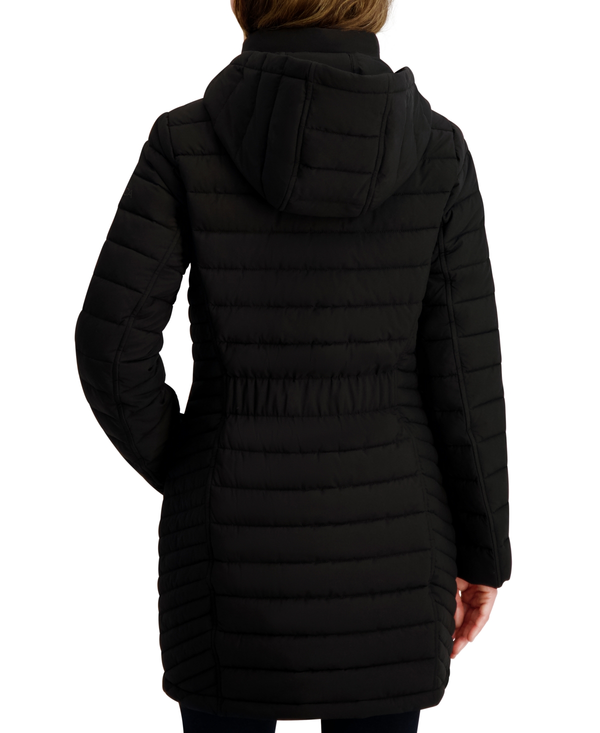 Nautica Plus Size Hooded Water-resistant Puffer Coat In Black