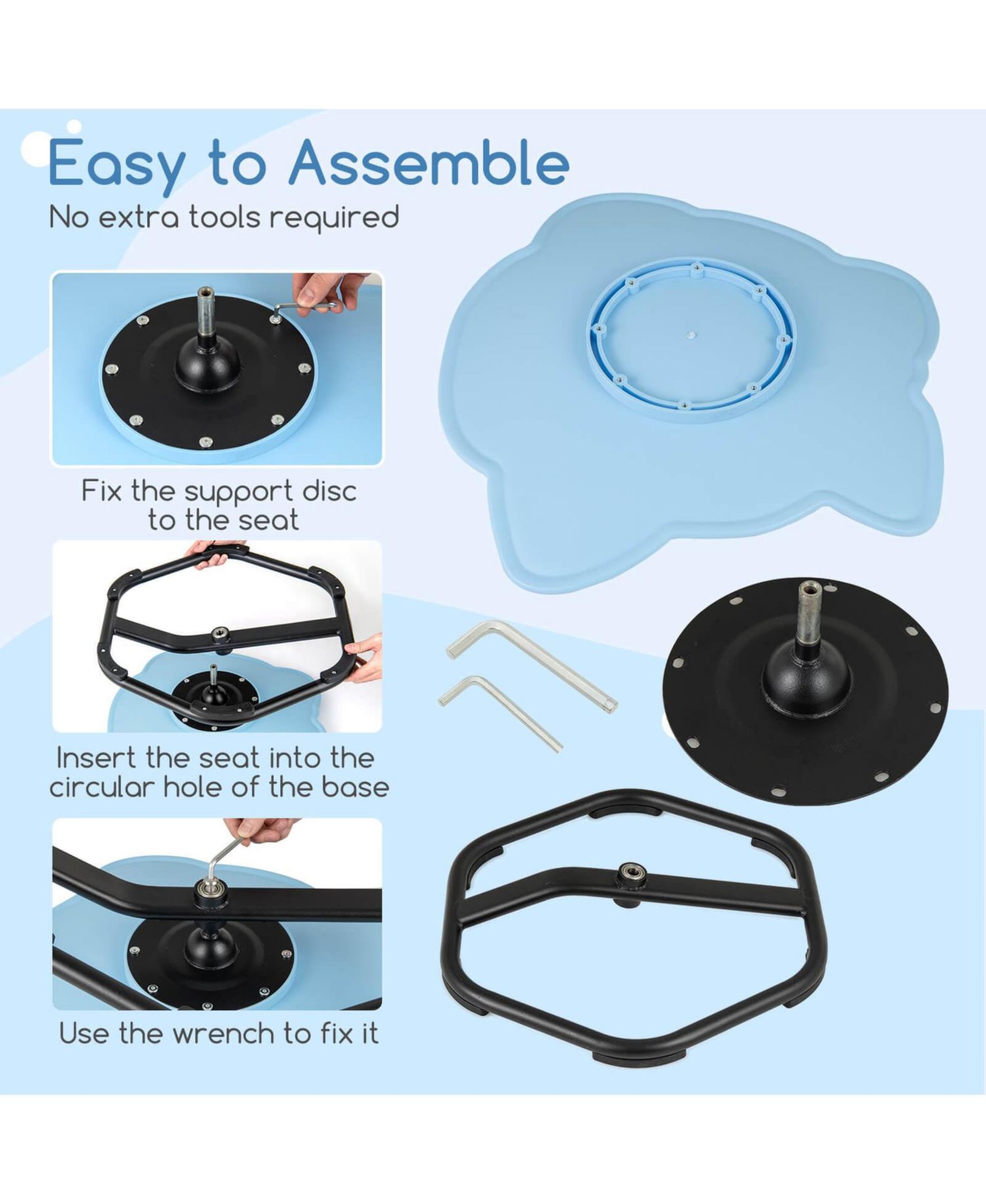 Kids Sensory Swivel Chair with Non-Slip Metal Base
