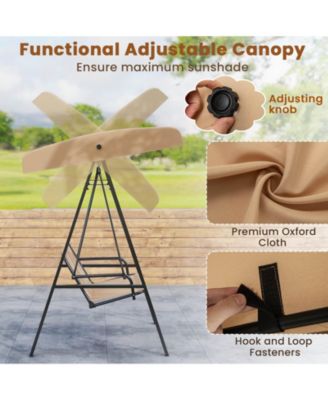 2-Person Outdoor Porch Swing Swing Loveseat with A-Shaped Metal Stand