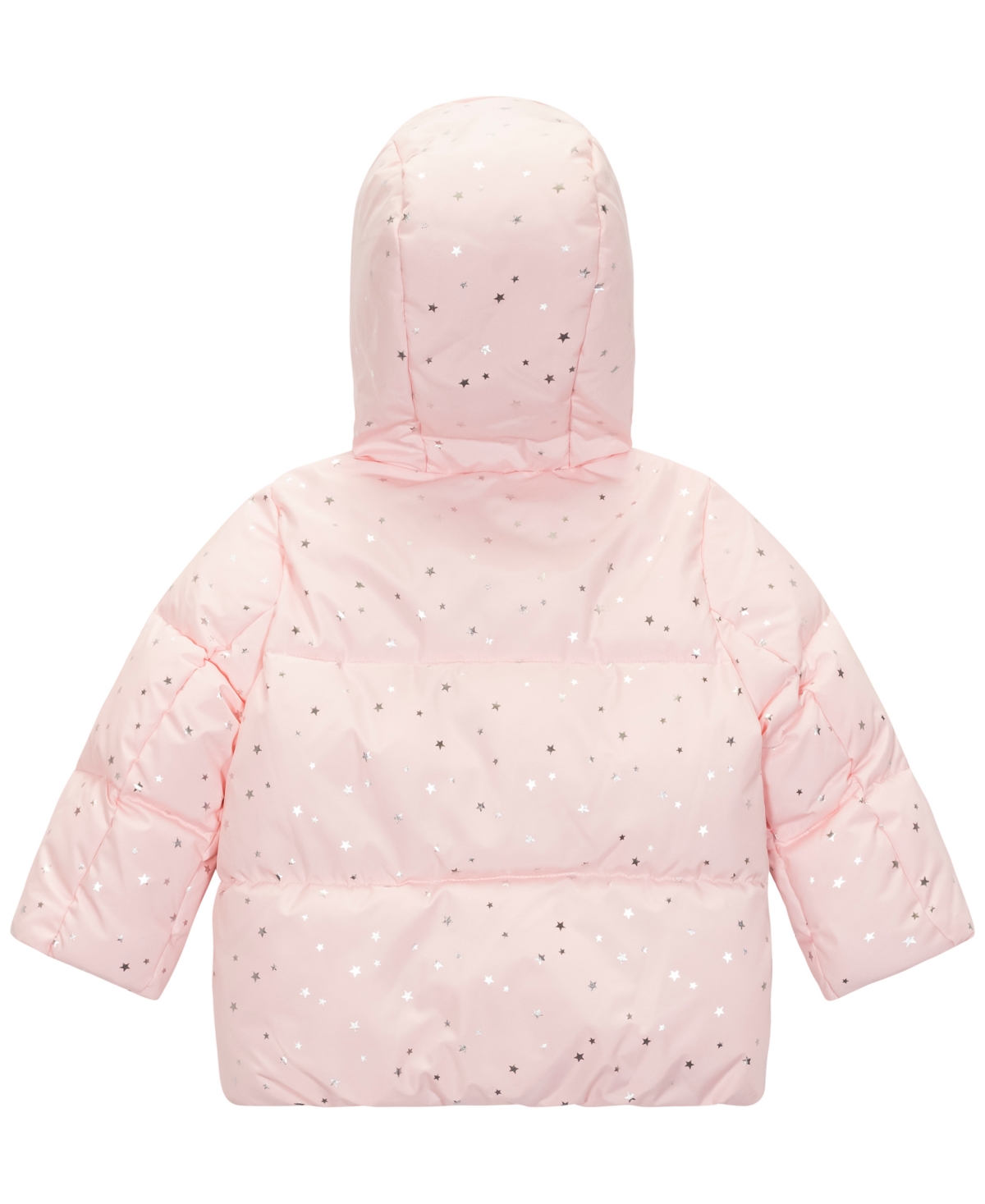 S Rothschild & Co Baby Girls 2-piece Star Foil Print Puffer Jacket And Mittens Set In Pink