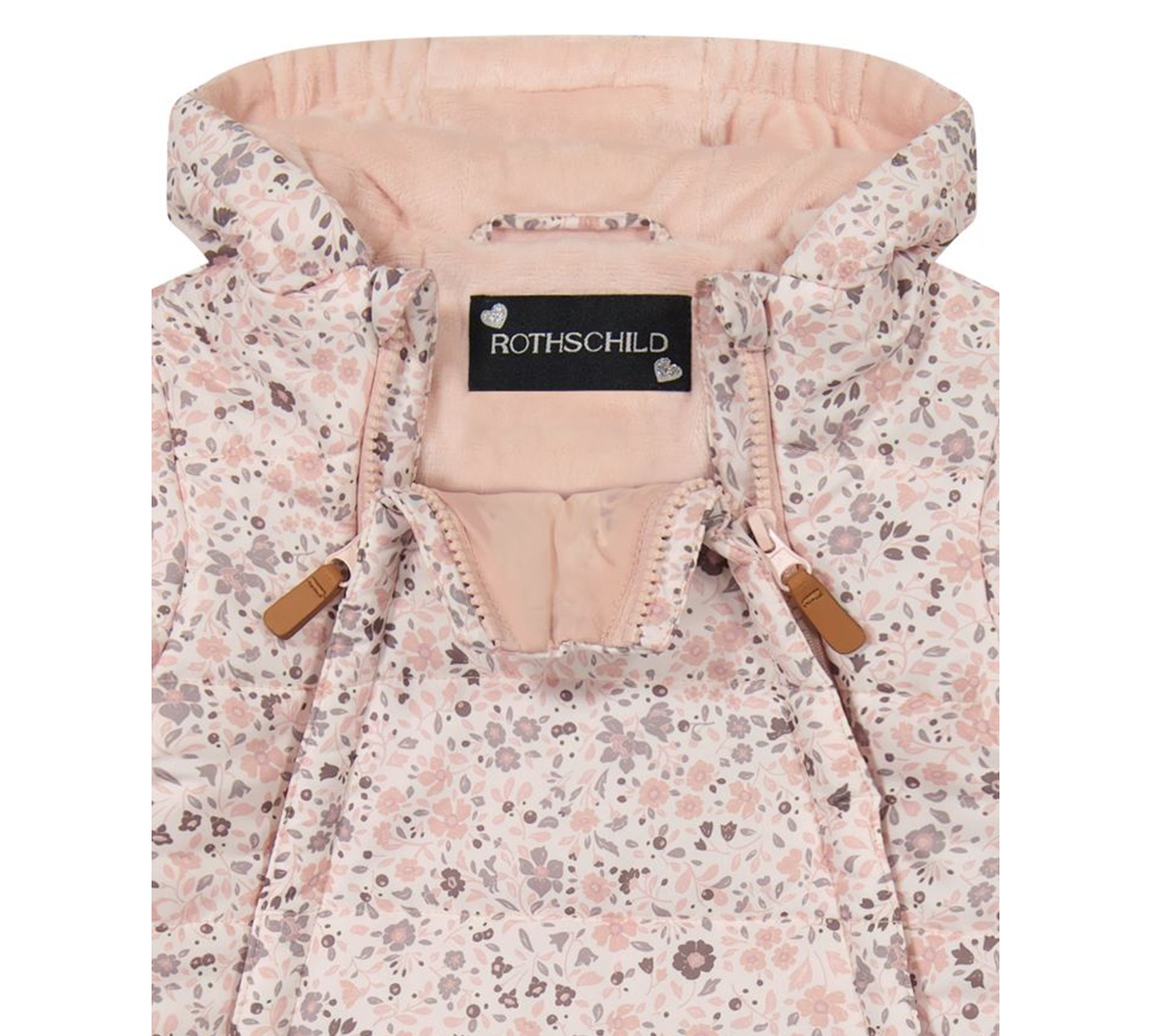 S Rothschild & Co Baby Girls Double Zip Floral Pram Snowsuit In Neutral