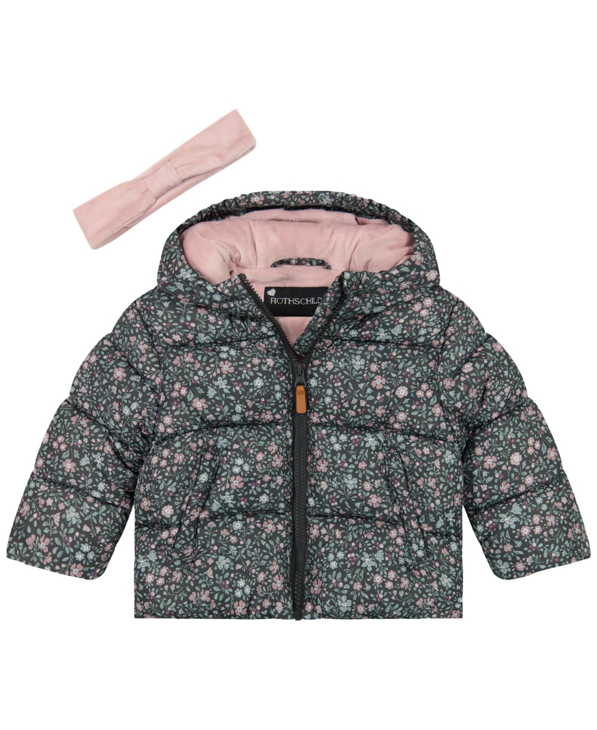 S Rothschild & Co Baby Girls 3-piece Jacket, Bib And Headband Set In Brown