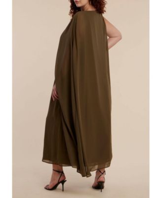 Women's Plus Size Hardware Detail Cape Maxi Dress
