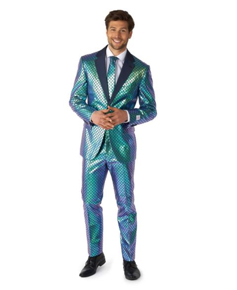 Мужские брюки OppoSuits Silver Suit - New Years And Christmas Party Costume - Metallic Shiny Silver - Includes Blazer, Pants and Tie, цвет: Синий