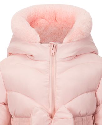 Toddler and Little Girls 2-Piece Belted Coat and Purse Set