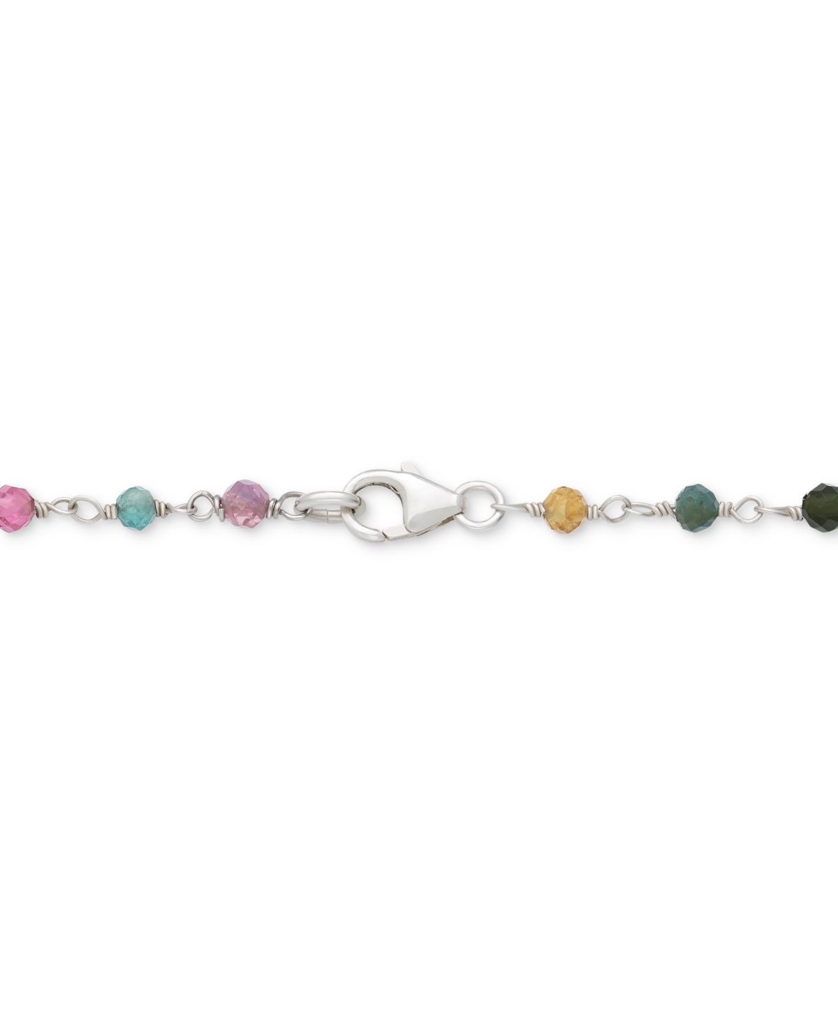 Macy's Cultured Freshwater Pearl (4-5mm) & Multicolor Tourmaline 18" Collar Necklace In Sterling Silver In Multi