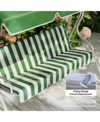 3-Person Porch Swing with Adjustable Canopy, & Stripe
