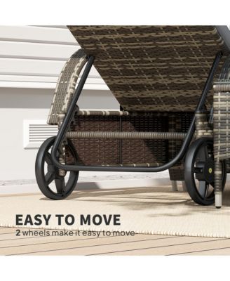 Pool Furniture, 2 Lounge Chairs & Table, Wheels, Dark