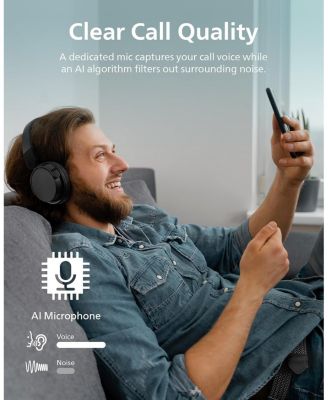 H3209 Wireless Headphones,On-Ear Bluetooth Headphones, 25H Battery Life, Fast Charging, Bluetooth 503, Dark Black