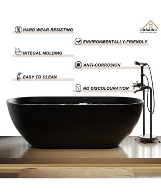 69" x 30" Solid Surface Stone Freestanding Soaking Bathtub