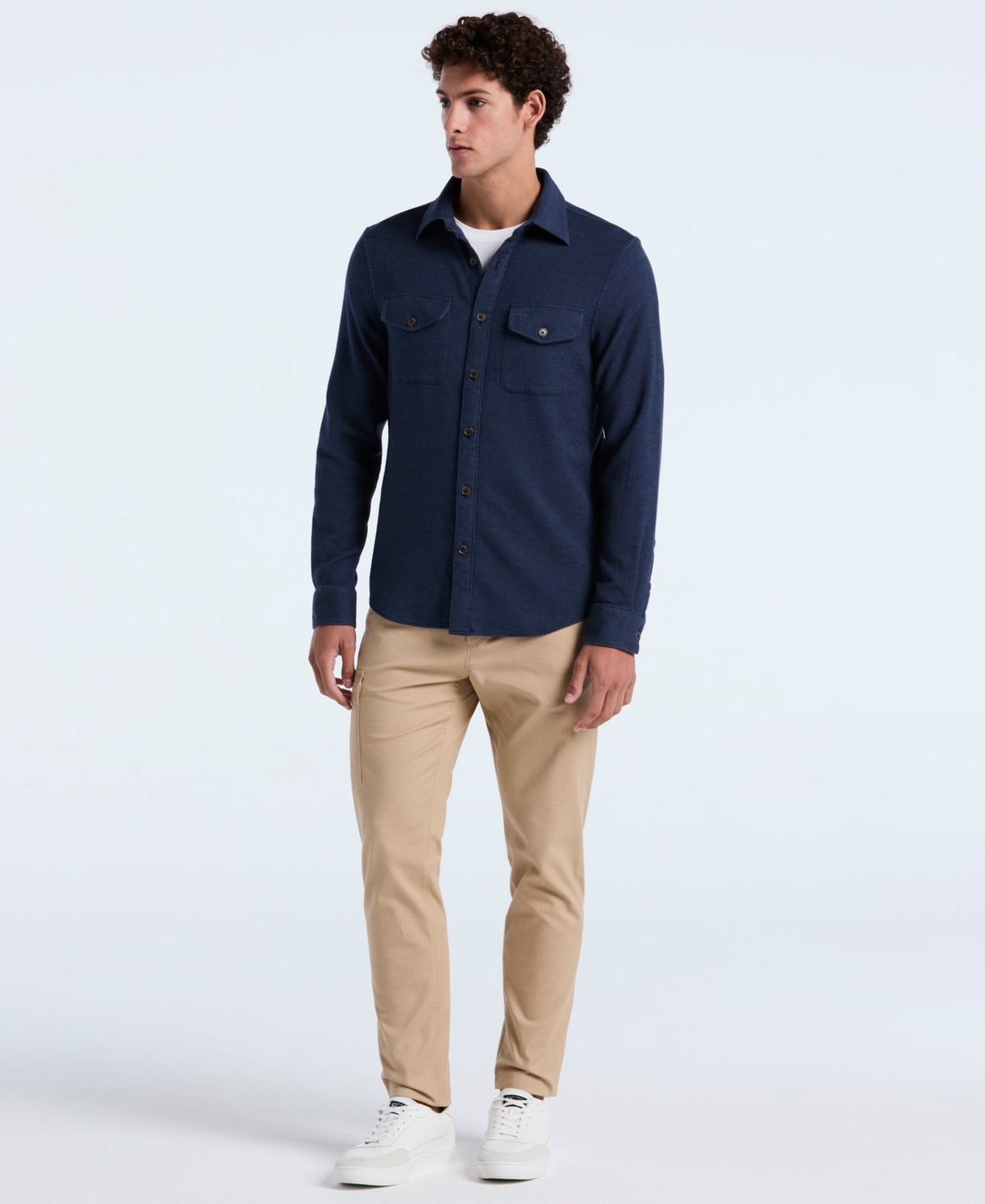 Original Penguin Men's Long Sleeve Double Cloth Overshirt In Blue