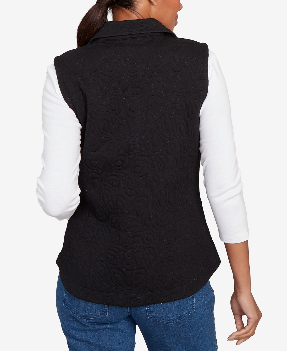 Ruby Rd. Petite Quilted Terry Inner Beauty Vest Jacket In Multi