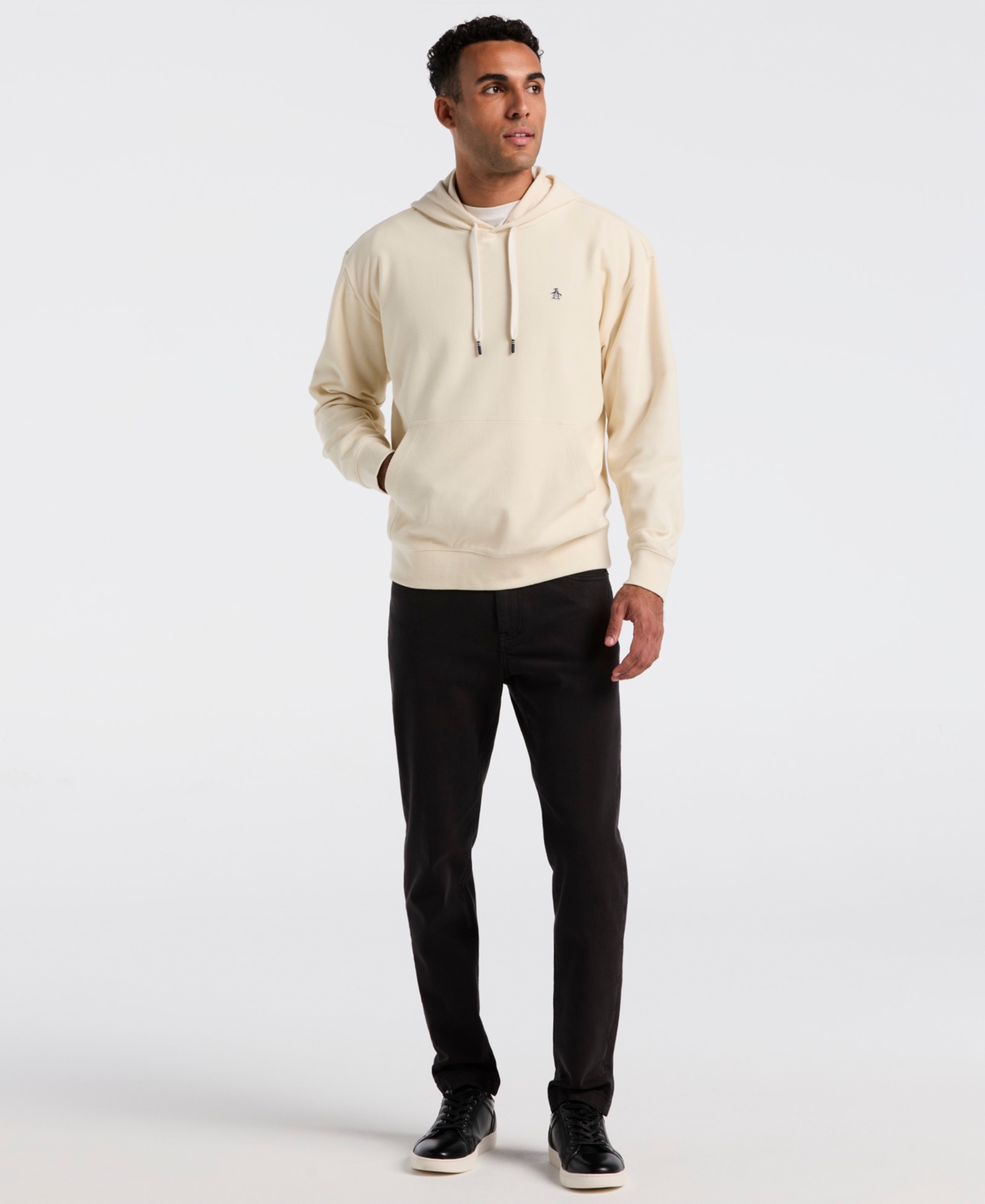 Original Penguin Men's Knit Twill Long Sleeve Hoodie In Neutral