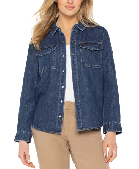 Petite Button Front Shirt - North Shore