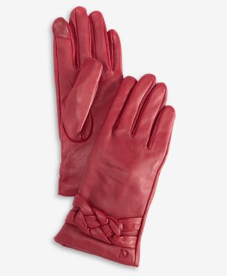 Women's Braided-Cuff Leather Gloves