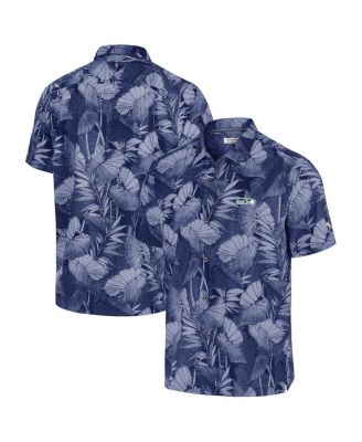 Tommy Bahama - Men's College Navy Seattle Seahawks Bahama Coast Nuevo Fronds Camp Button-Up Shirt