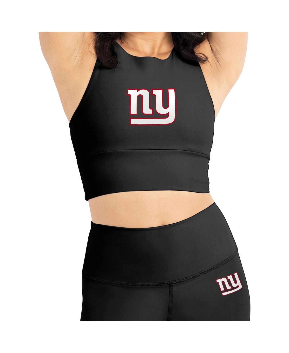 Kadi Brand Women's Black New York Giants Leggings Midi Bra Set